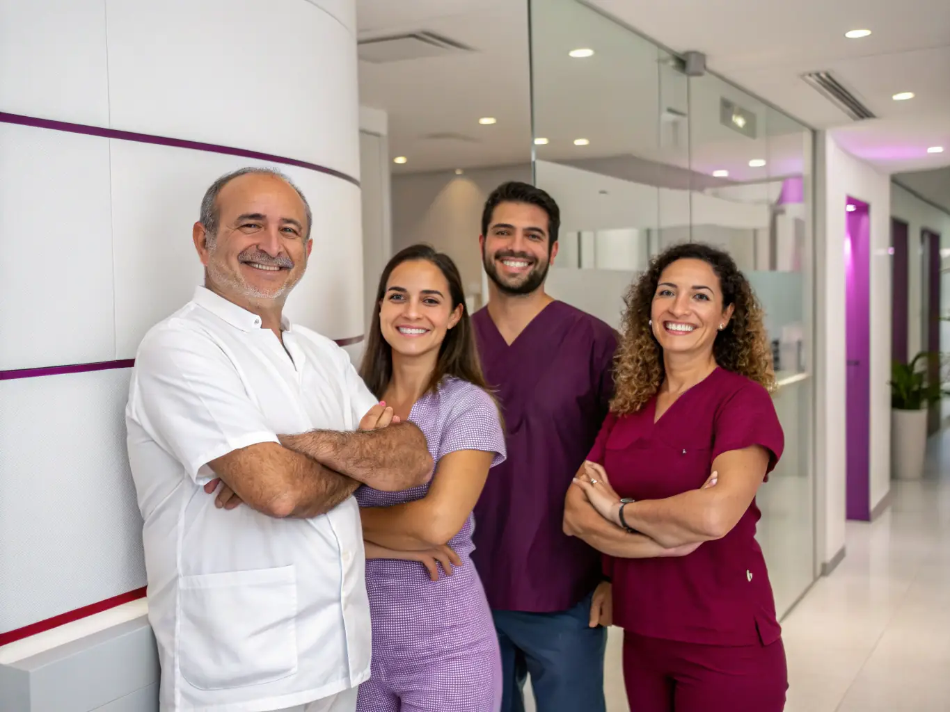 A diverse group of individuals smiling and looking healthy, representing the wide range of people who can benefit from Third Sector Benefits. The background is a clean and modern healthcare setting.