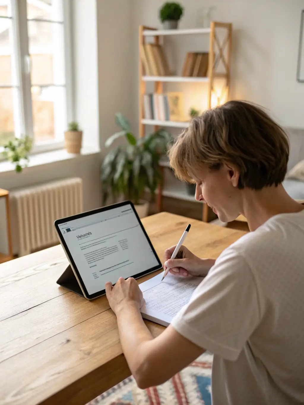 A person filling out a profile form on a tablet with a clean and intuitive interface, highlighting the simplicity of creating a user profile.