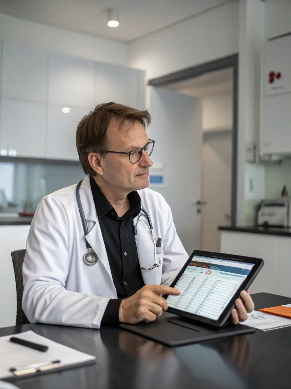 A dermatologist examining a patient's skin condition via a telehealth platform, highlighting the dermatology services offered.