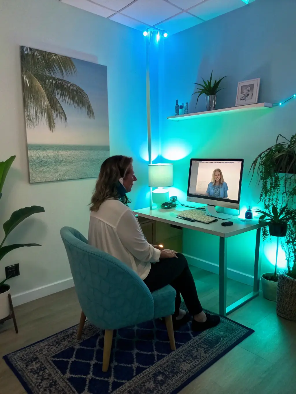 A therapist providing online counseling to an individual, emphasizing the mental health support available through Third Sector Benefits.